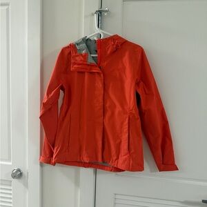 Bright Orange Red Hooded Rain Jacket